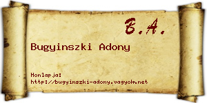 Bugyinszki Adony névjegykártya